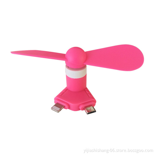 Yijiashishang Hot Portable Small 2 in 1 Mini USB Fan for Android and iOS Mobile Phone